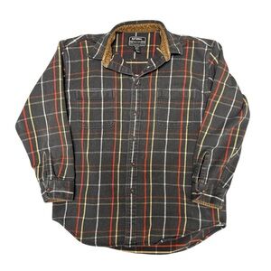Vintage National Outfitters Large Plaid Flannel Button Down Shirt Size L 42